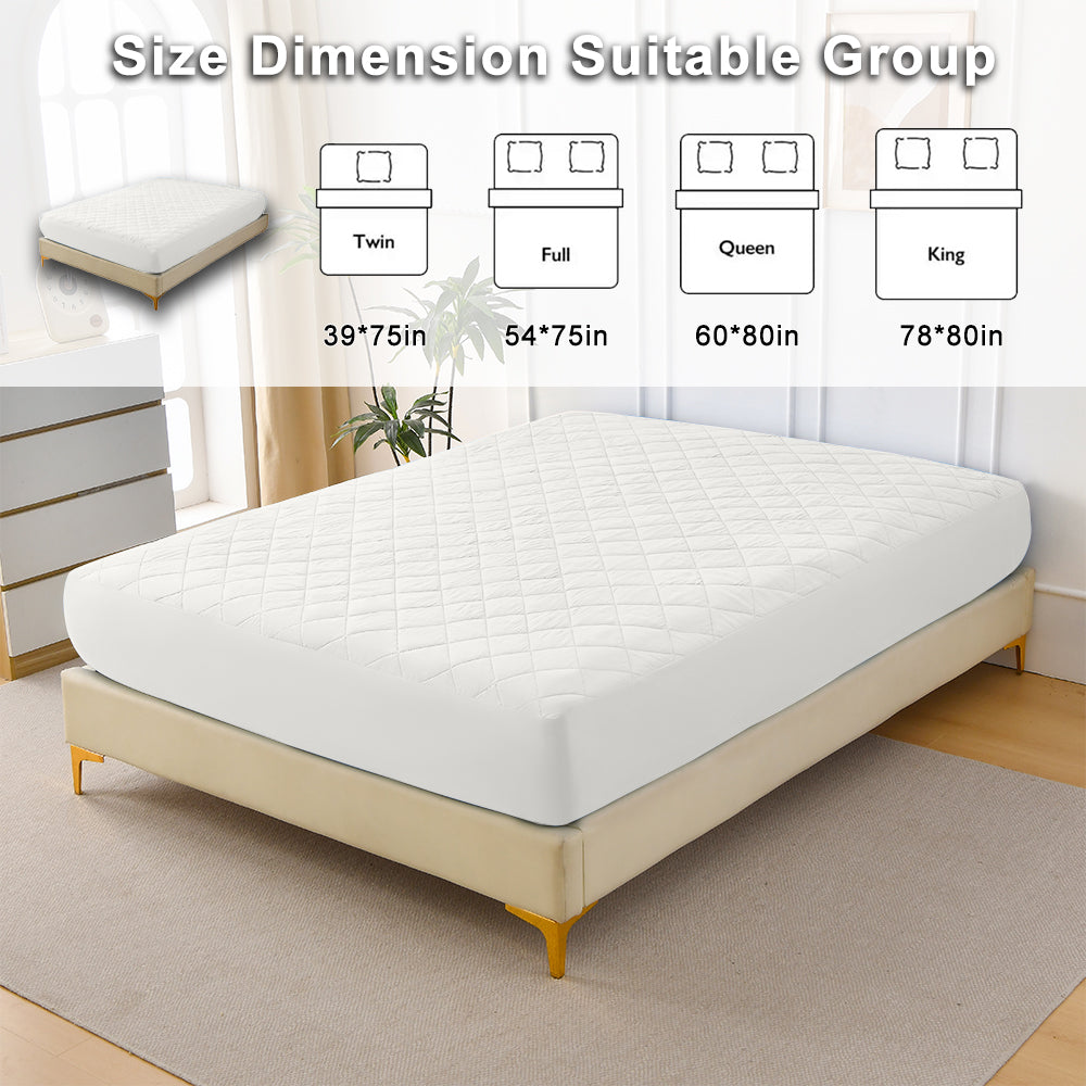 Waterproof Mattress Protector - Quilted Ultrasonic Cover, Twin/Full/Queen/King, Breathable and Machine Washable