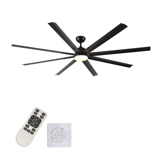 84" Large Modern Ceiling Fan with Light & Remote - Black, DC Motor, Dimmable LED, Ultra Quiet