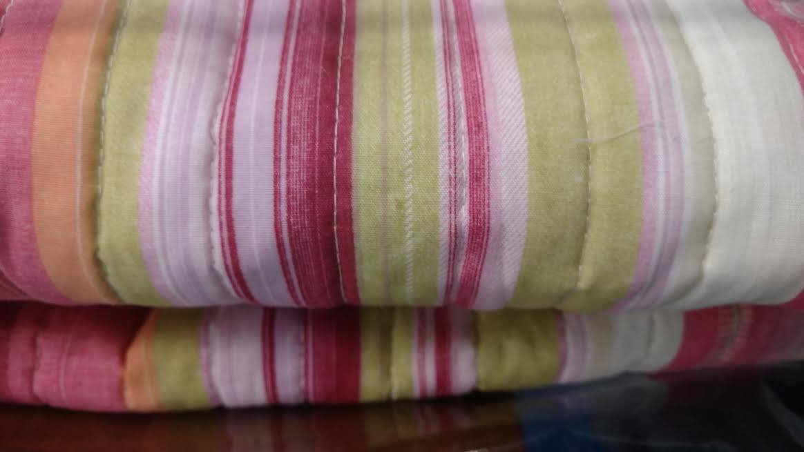 Boho Reversible Quilt Set - Vibrant Pink & Red Stripes
