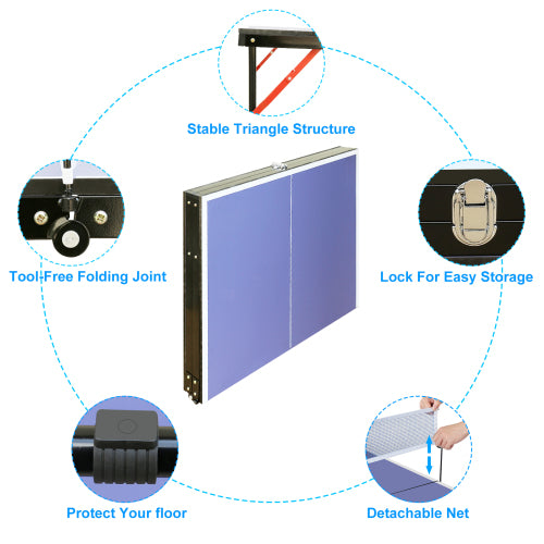Portable Folding Ping Pong Table Set - Compact Indoor Table Tennis with Net & Paddles
