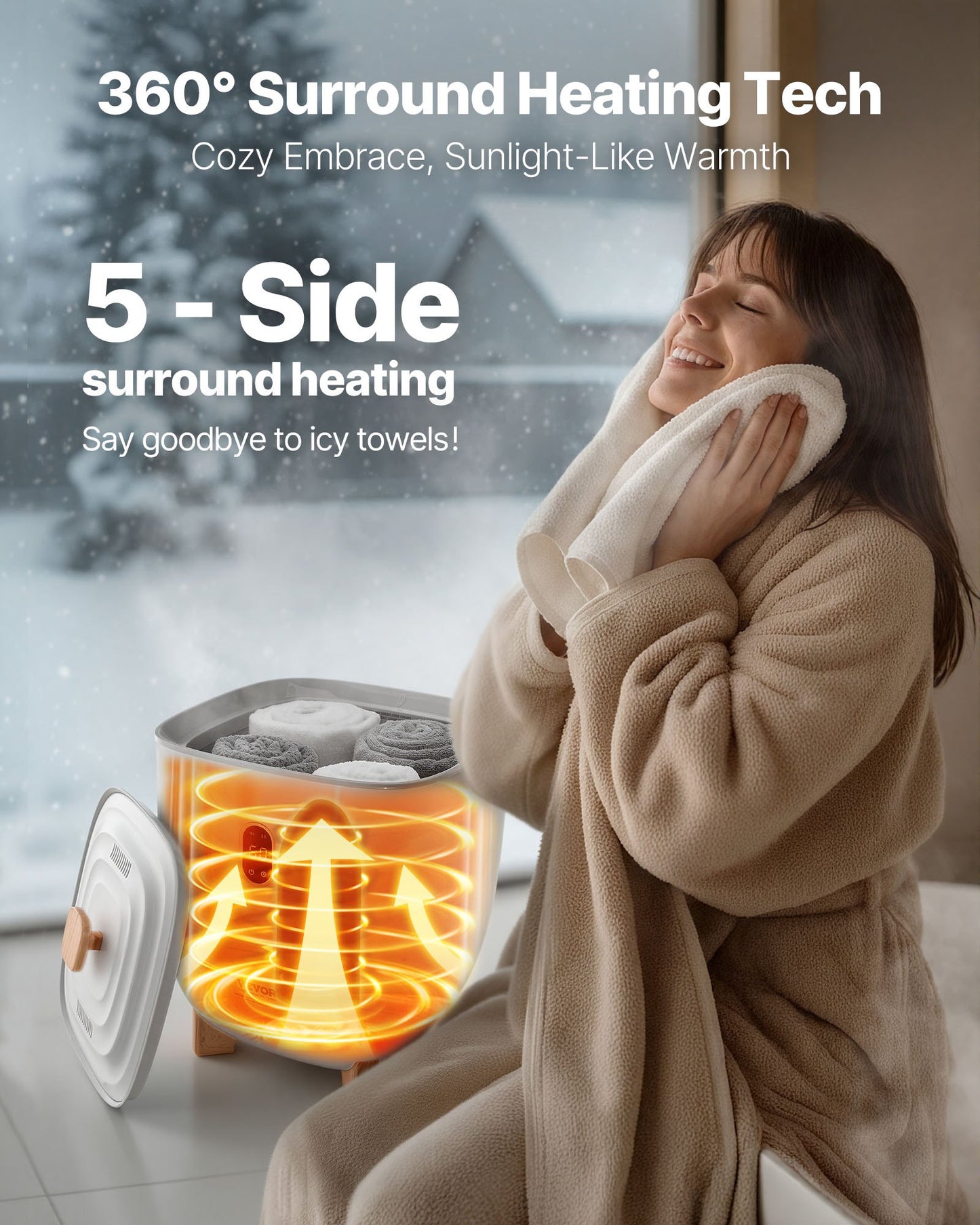 Luxury Towel Warmer Bucket - 25L Spa-Style Heated Towel Warmer with Timer & Auto Shut-Off