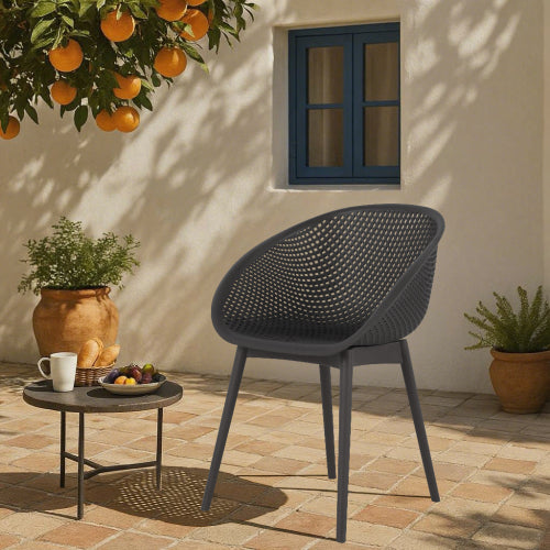 Modern Indoor & Outdoor Chairs (Set of 2) - All-Weather Patio Seating, Lightweight UV-Resistant Mesh Design