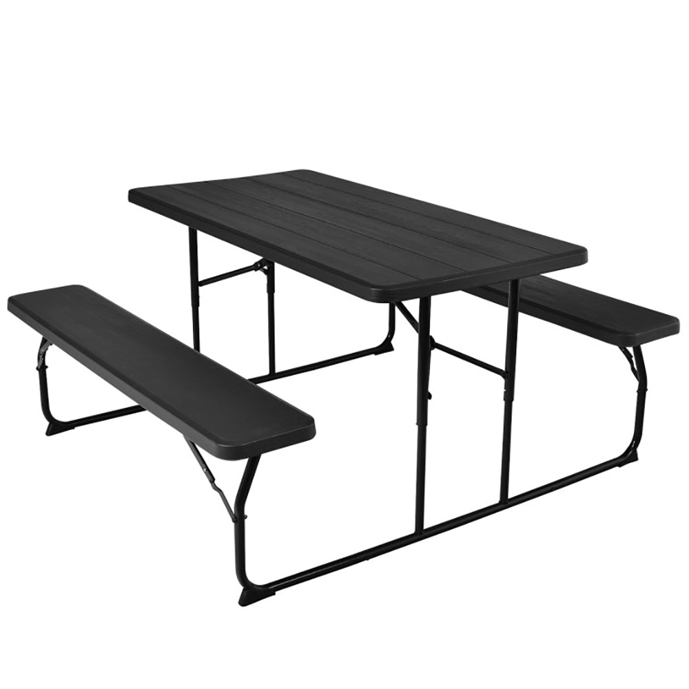 Folding Picnic Table with Benches - Indoor Outdoor Table Set (Seats 4 Adults or 6 Children) | Backyard, Camping & Patio Use