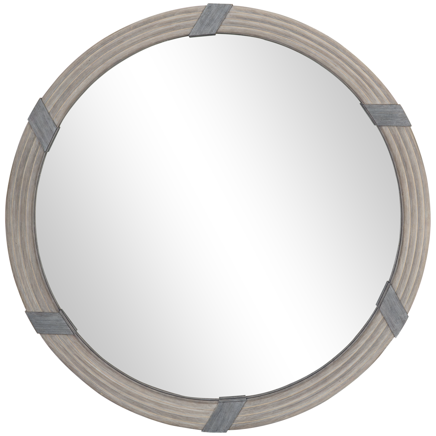 Oversized Round Wood Wall Mirror (30.75") - Farmhouse Natural Wood Accent for Living Room, Bedroom & Entryway