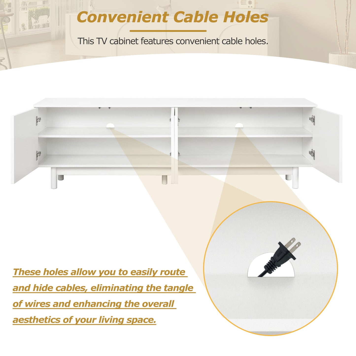 Modern White TV Stand with Arch Doors - 70.8" Minimalist Entertainment Center for TVs up to 78"