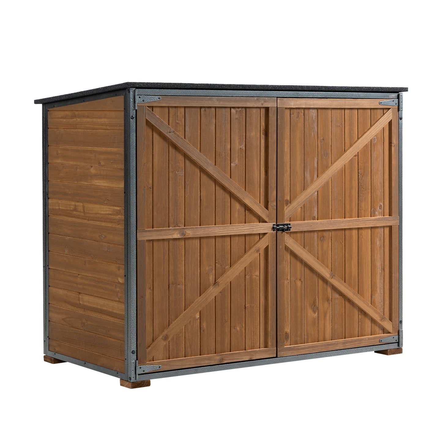 Outdoor Storage Cabinet - 50" Garden Tool Shed with Shelves & Weather-Resistant Frame (Brown)