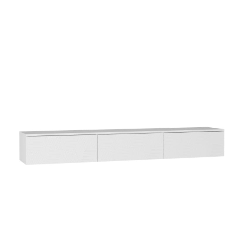 Floating LED TV Stand | 67" Wall Mounted Entertainment Center with Storage & Color Changing Lights (White)