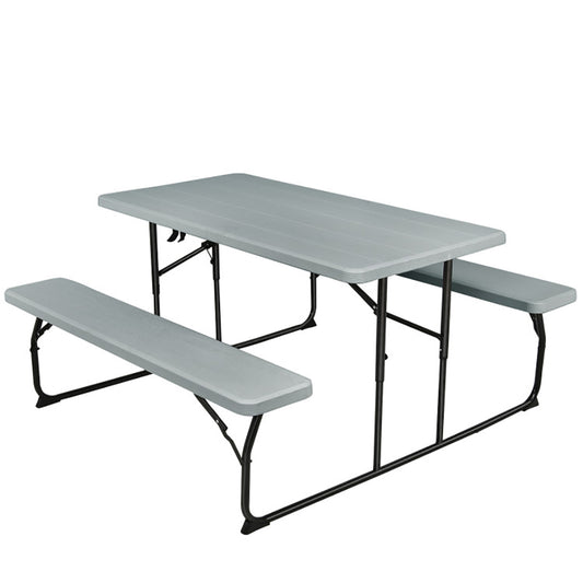 Folding Picnic Table with Benches - Indoor Outdoor Table Set (Seats 4 Adults or 6 Children) | Backyard, Camping & Patio Use