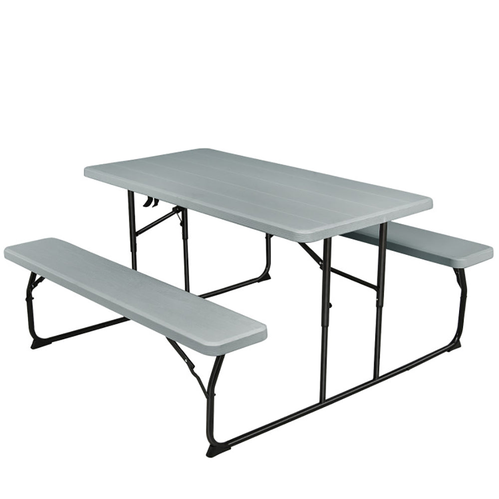 Folding Picnic Table with Benches - Indoor Outdoor Table Set (Seats 4 Adults or 6 Children) | Backyard, Camping & Patio Use