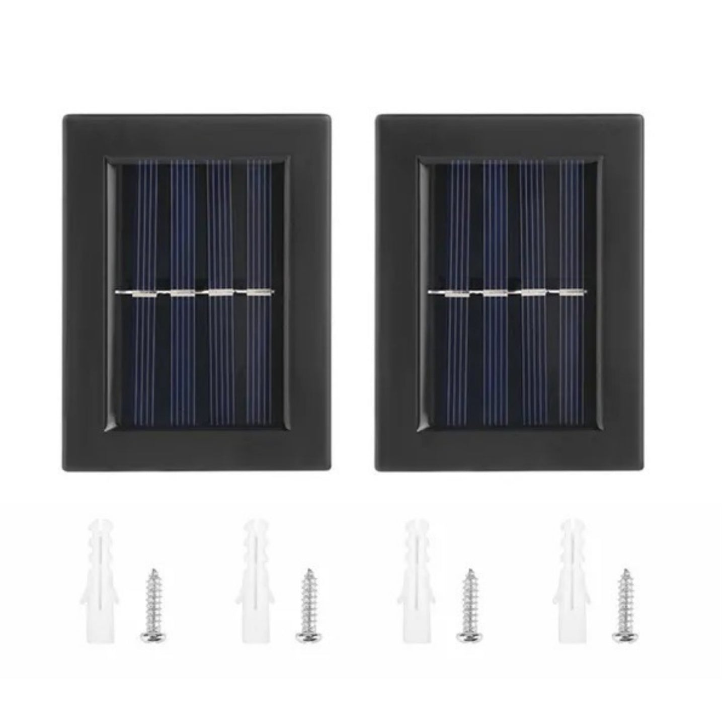 Solar Outdoor Wall Lights (2-Pack( - Up & Down LED Deck, Fence & Step Lighting (Black)