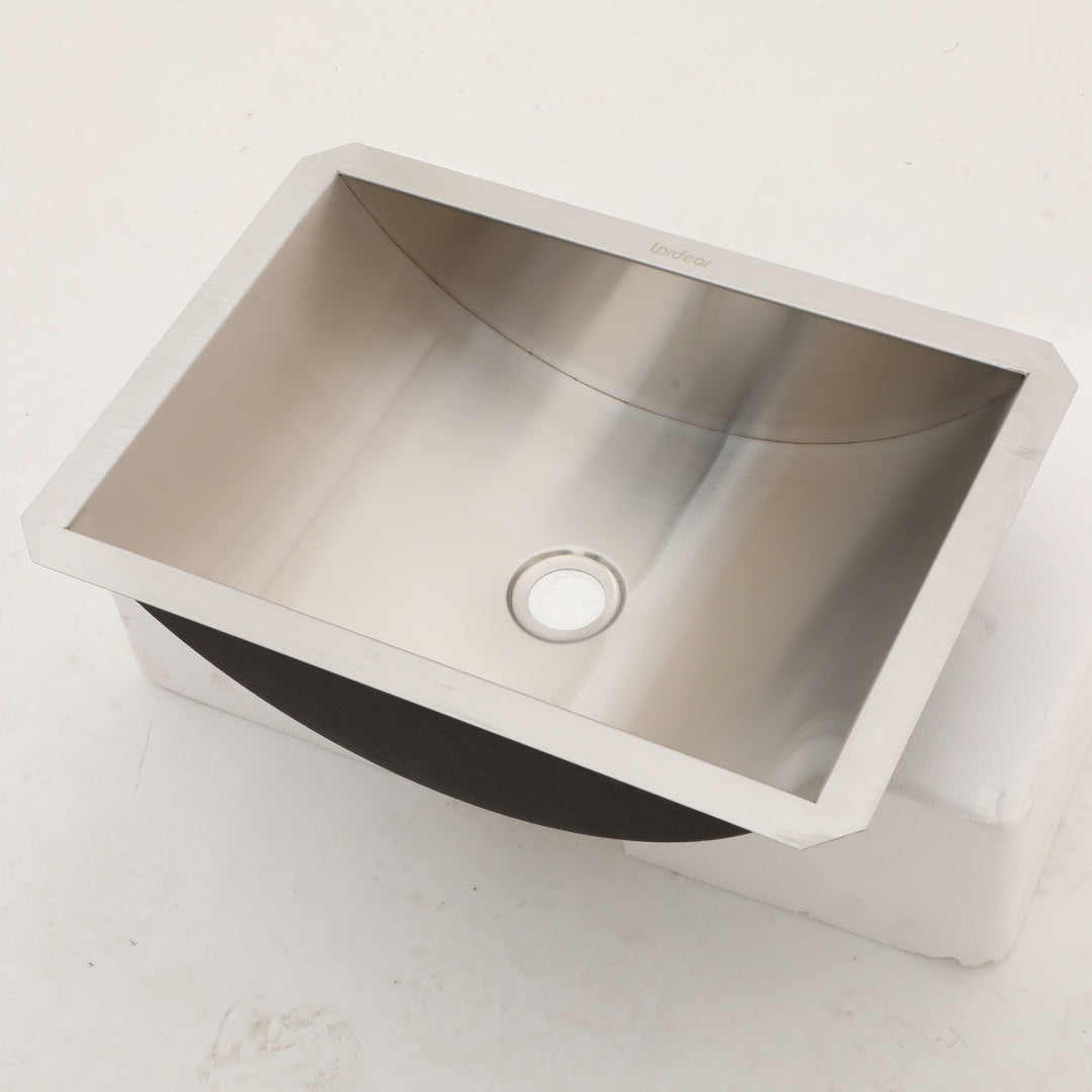 18" Stainless Steel Undermount Bathroom Sink with Pop-Up Drain - Compact, Durable & Easy-Clean