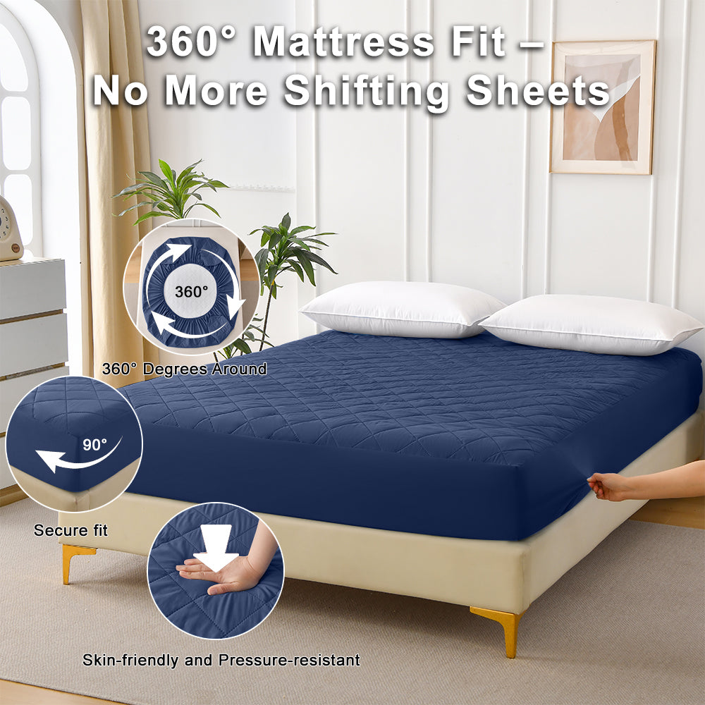 Waterproof Mattress Protector - Quilted Ultrasonic Cover, Twin/Full/Queen/King, Breathable and Machine Washable