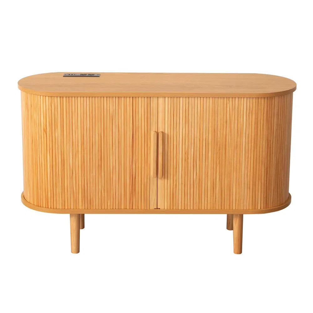 The Tambour Sideboard | MCM Buffet with Integrated Charging Station