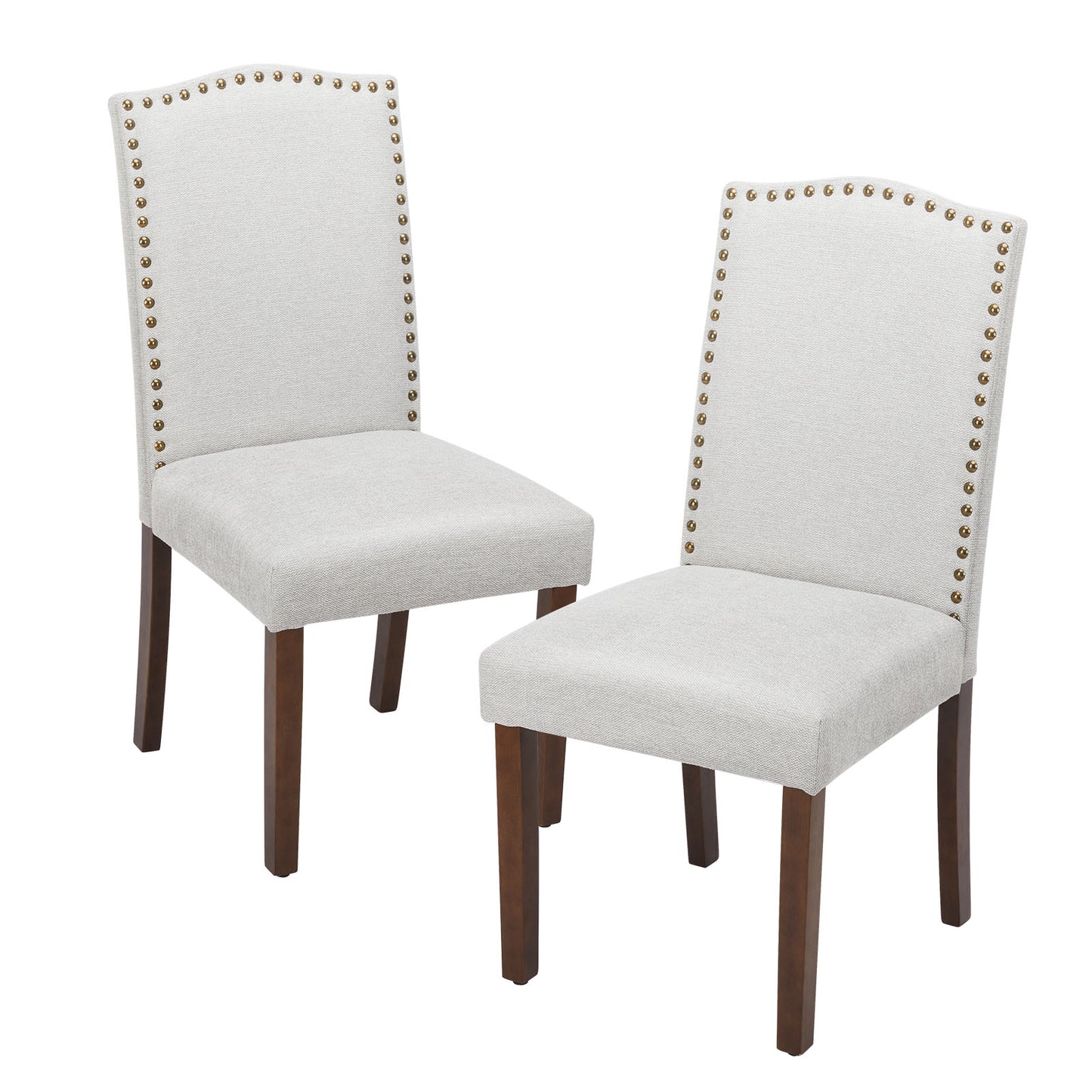 Wildflower Upholstered Dining Chairs (Set of 2) | Modern Linen Fabric with Nailhead Trim & Wood Legs