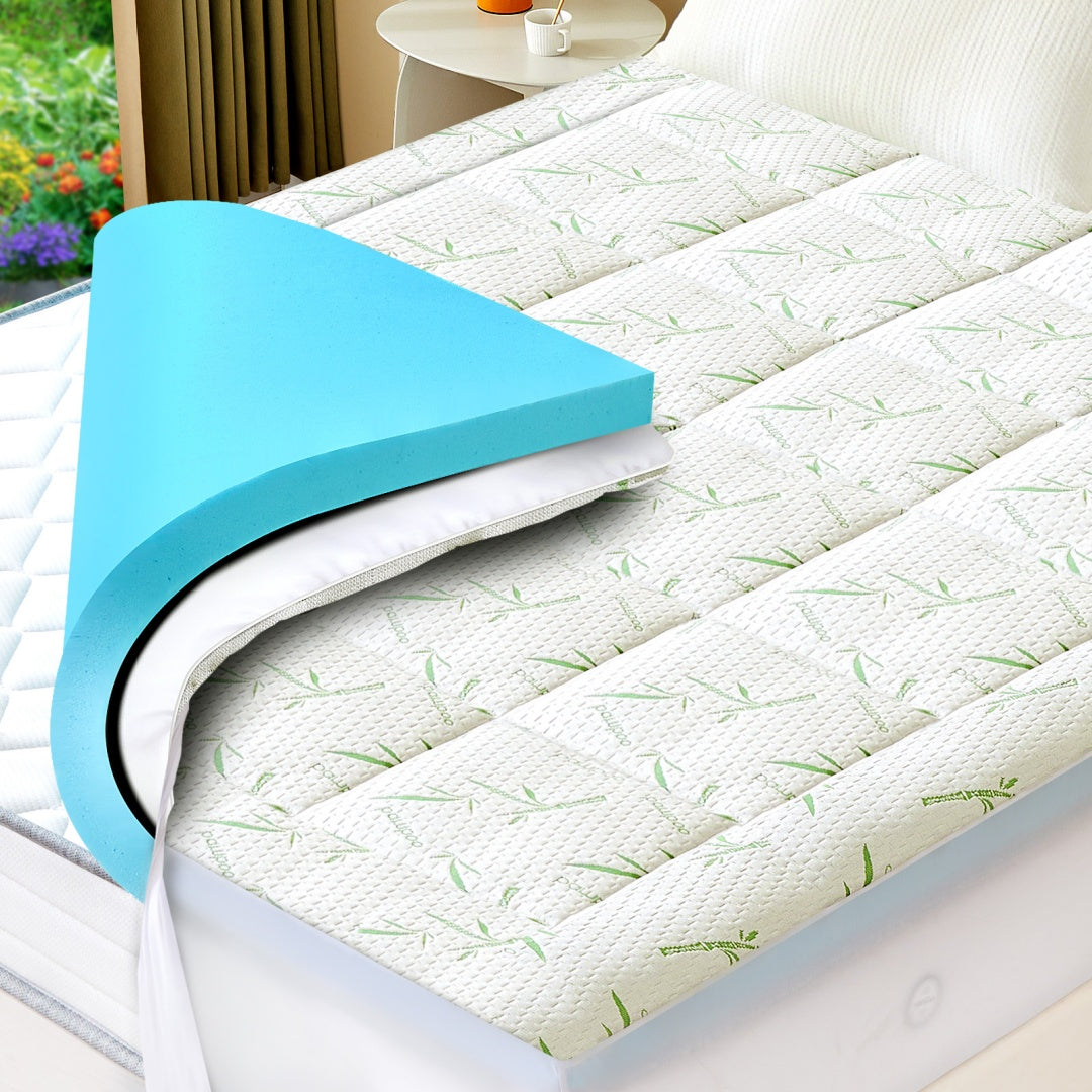 Cooling Gel Memory Foam Mattress Topper with Plush Pillow Top - Dual Layer Pressure Relief Pad for Back Pain | Twin, Full, Queen, King