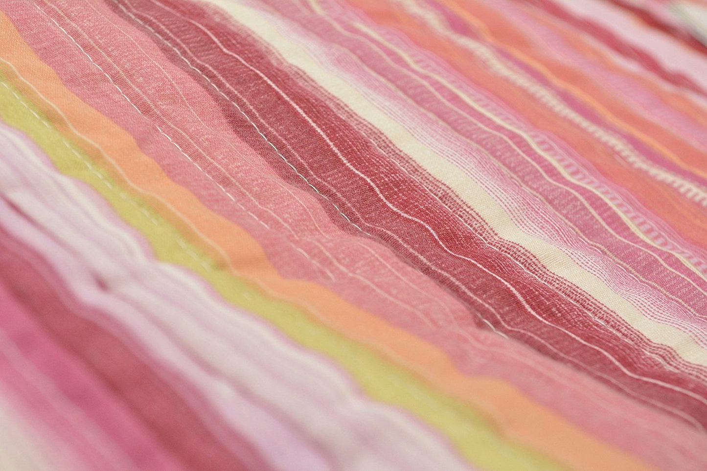 Boho Reversible Quilt Set - Vibrant Pink & Red Stripes