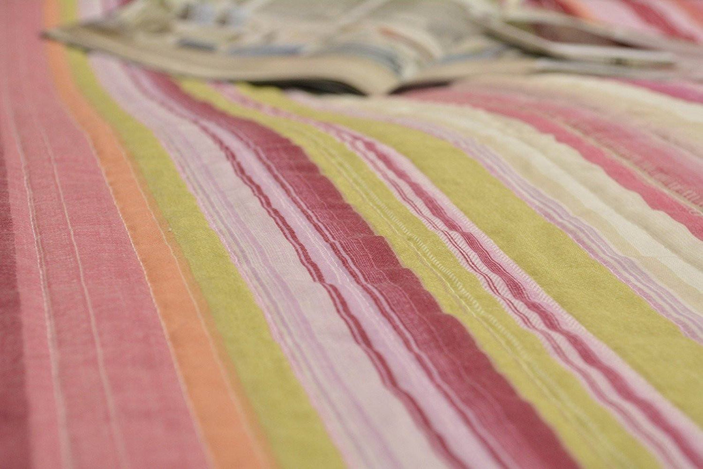 Boho Reversible Quilt Set - Vibrant Pink & Red Stripes