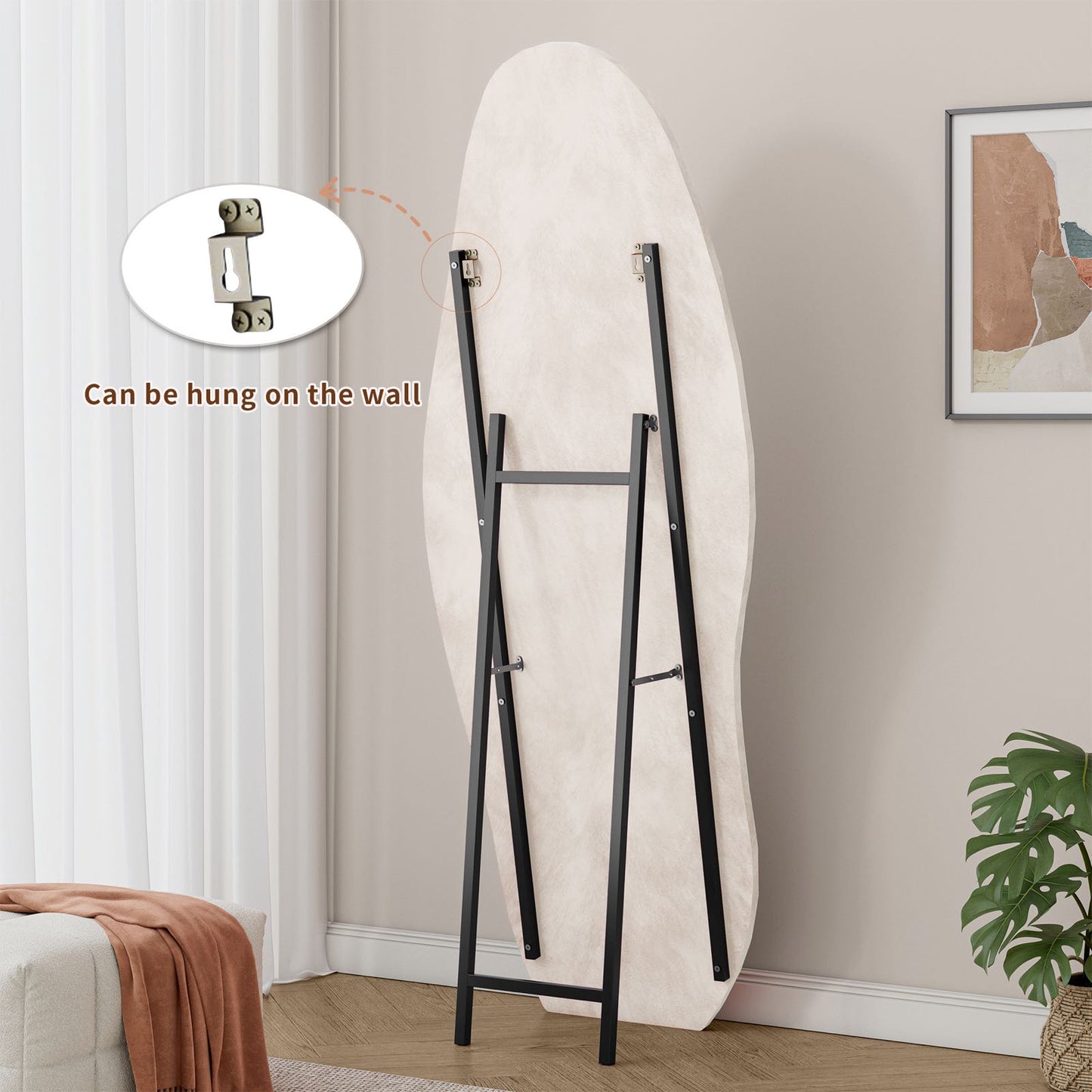 The "Social-Ready" 63" Irregular Wavy Mirror | Flannel-Wrapped Luxury Full-Length Floor & Wall Mirror