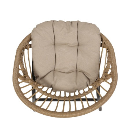Boho Wicker Patio Chair Set of 2 with Cushions - Indoor/Outdoor Rattan Accent Chairs with Metal Frame, Brown/Beige