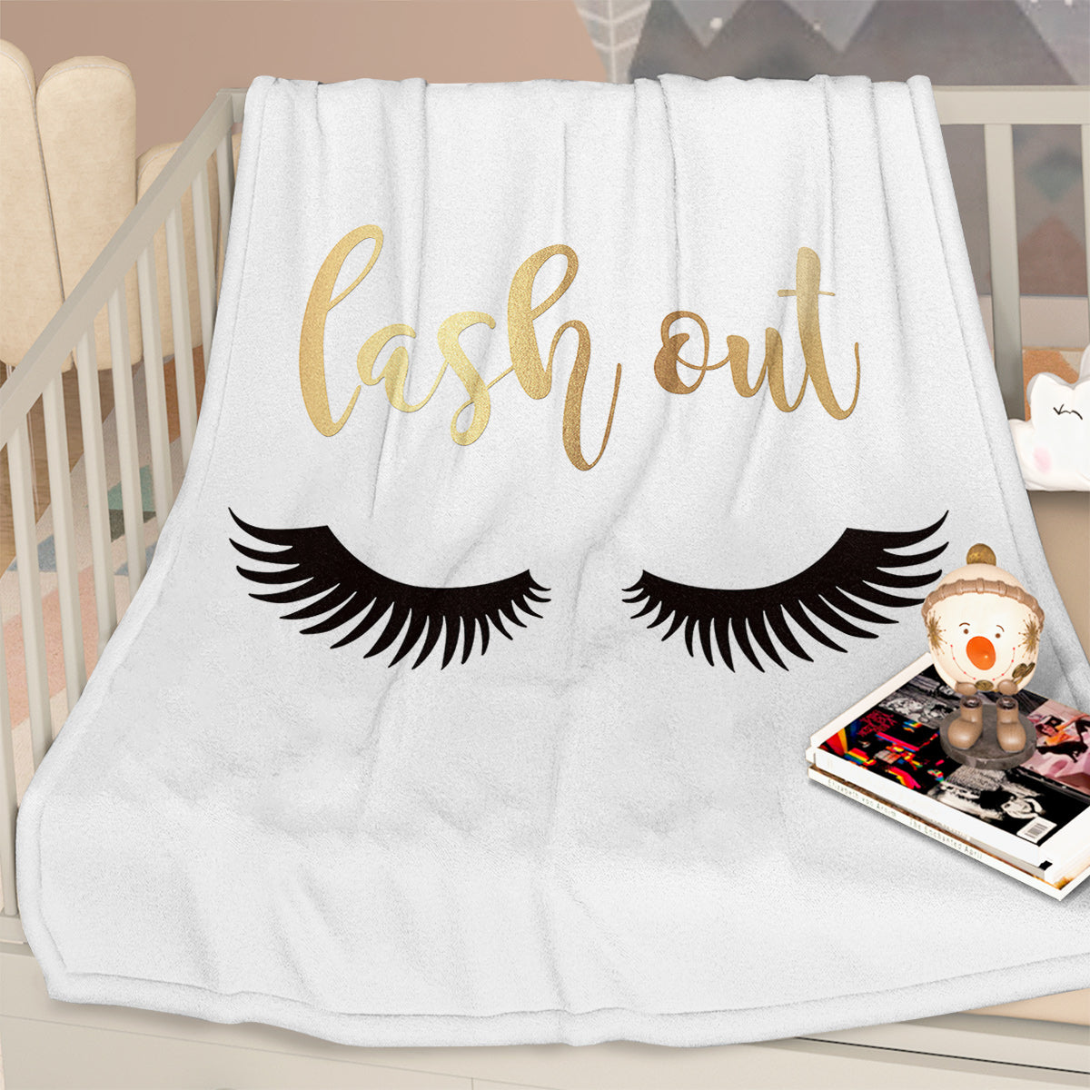 Lash Out Eyelash Sherpa Fleece Blanket - Soft Plush Throw (50x60 or 60x80)