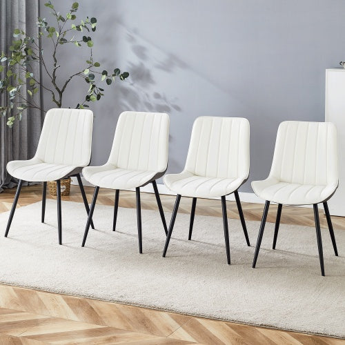 Modern PU Dining Chairs Set of 4 - Upholstered Kitchen & Dining Room Chairs (White/Dark Gray)