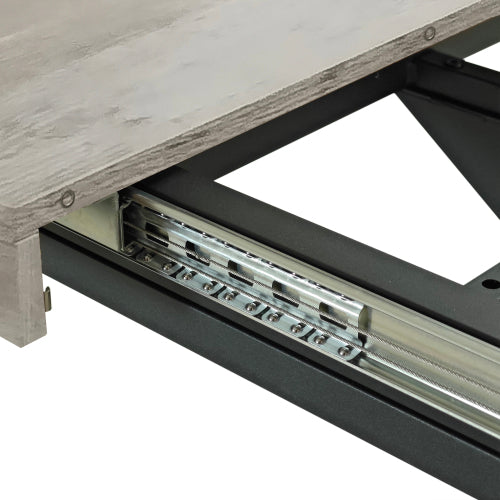 Wildflower Extendable Dining Table with Hidden Storage | Modern Rustic Gray Wood Top & Black Iron Base | Seats 6