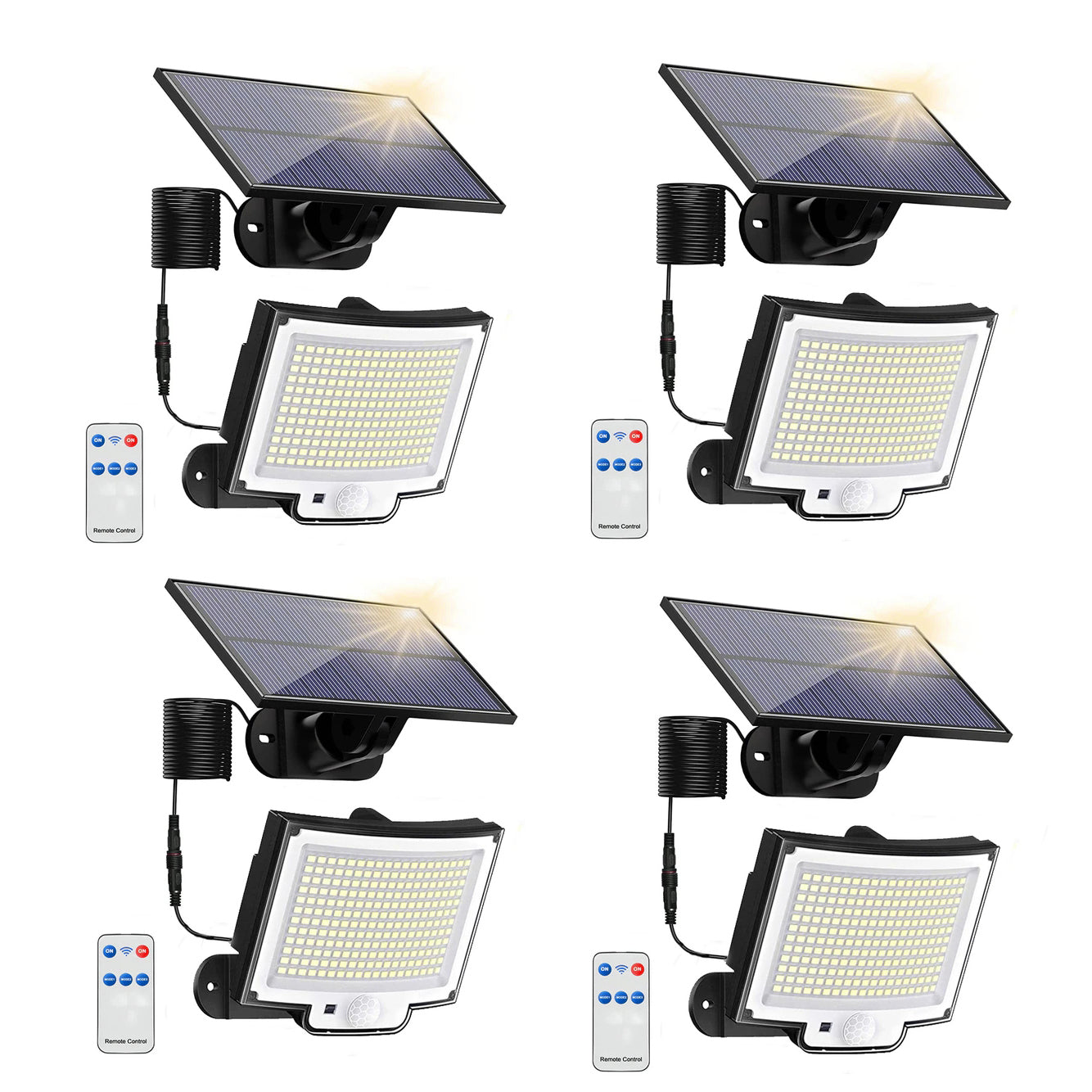 The "Safe-Path" Split-Panel Solar Security Lights | 2-Pack Motion-Sensing 228 LED Floodlights