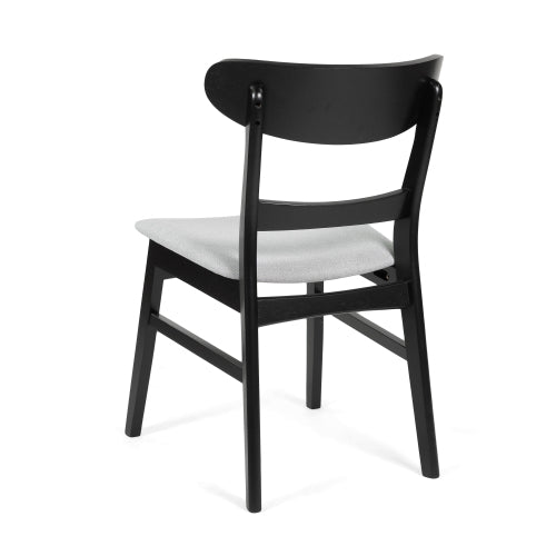 Mid-Century Dining Chairs Set of 2 - Wood Frame with Upholstered Seat (Light Gray)