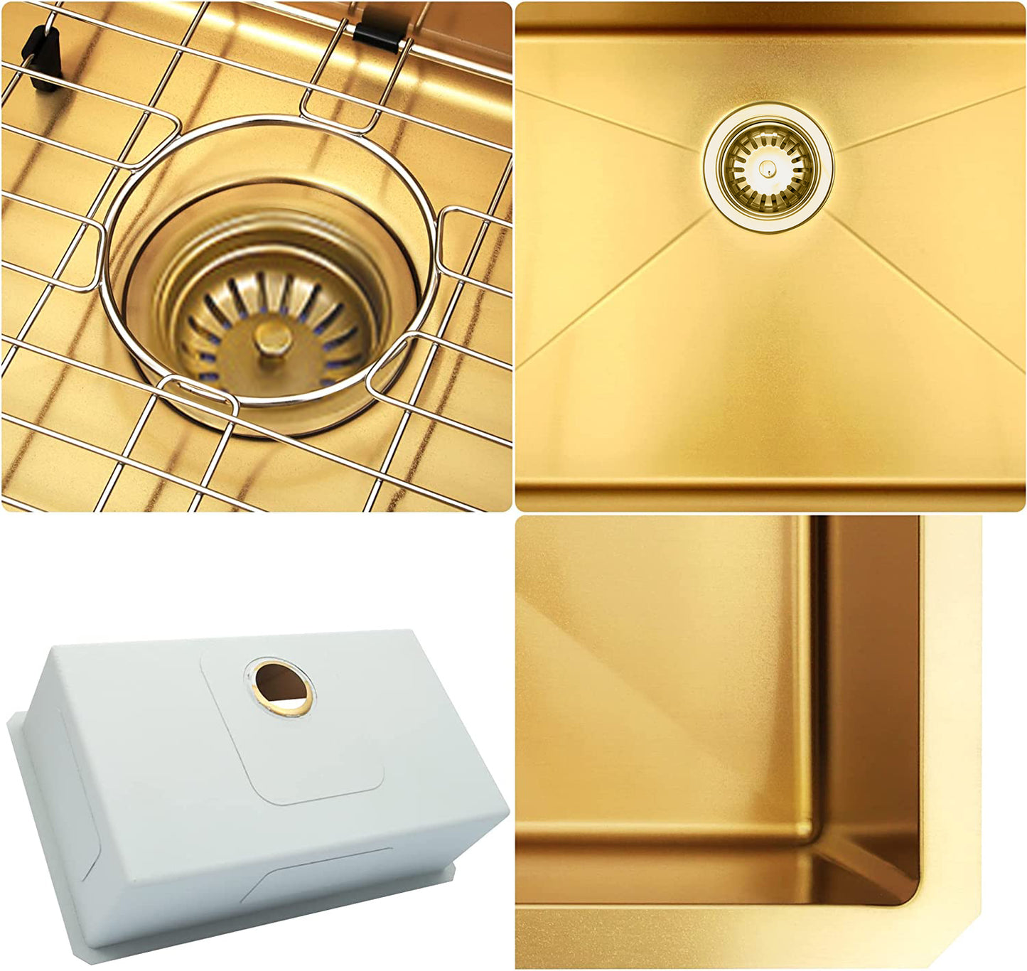 HIGOLD 27" Gold Nano Undermount Kitchen Sink