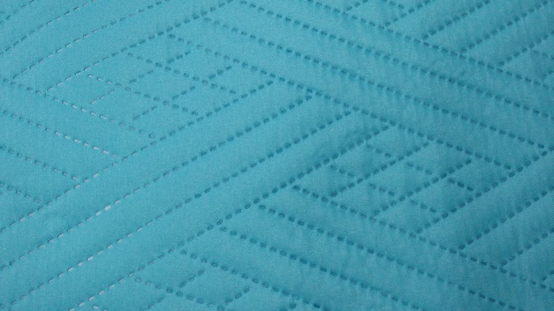 Lightweight Quilted Coverlet Set - Solid Turquoise Teal Blue Lagoon Bedspread