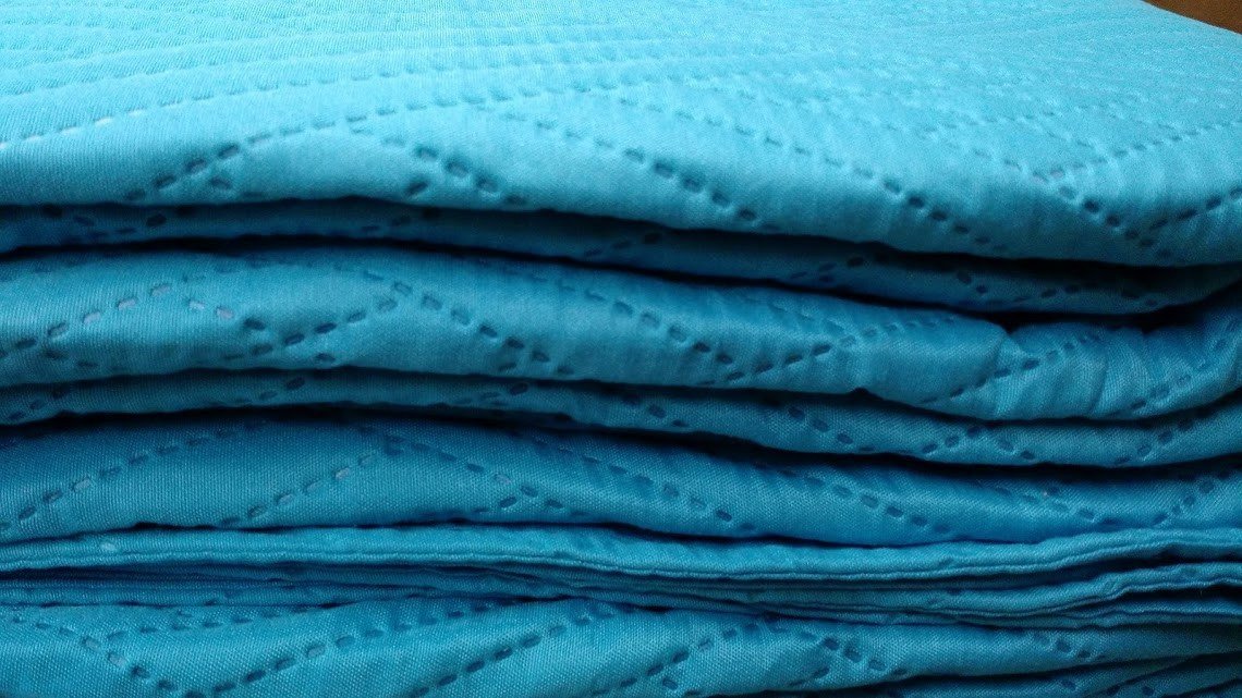 Lightweight Quilted Coverlet Set - Solid Turquoise Teal Blue Lagoon Bedspread