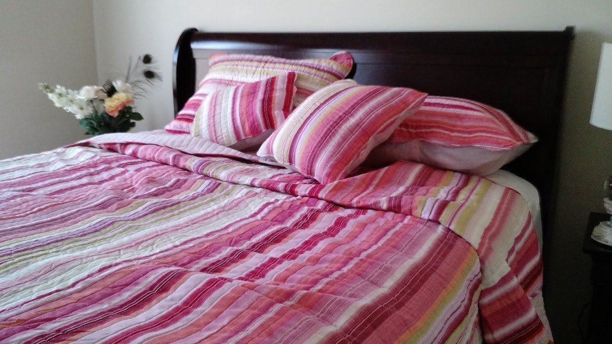 Boho Reversible Quilt Set - Vibrant Pink & Red Stripes
