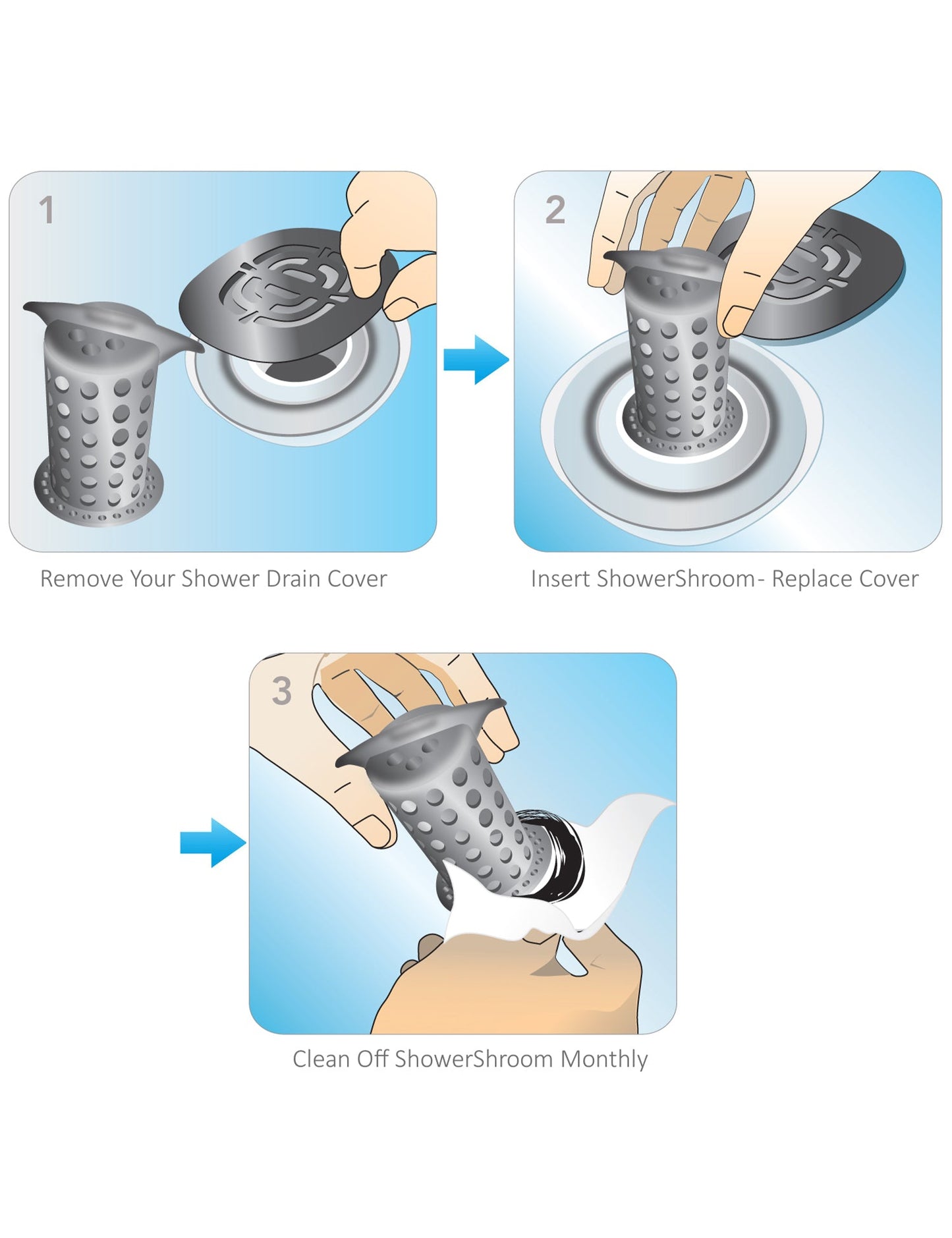 ShowerShroom Ultra - The Original 2" Hair Catcher & Drain Protector