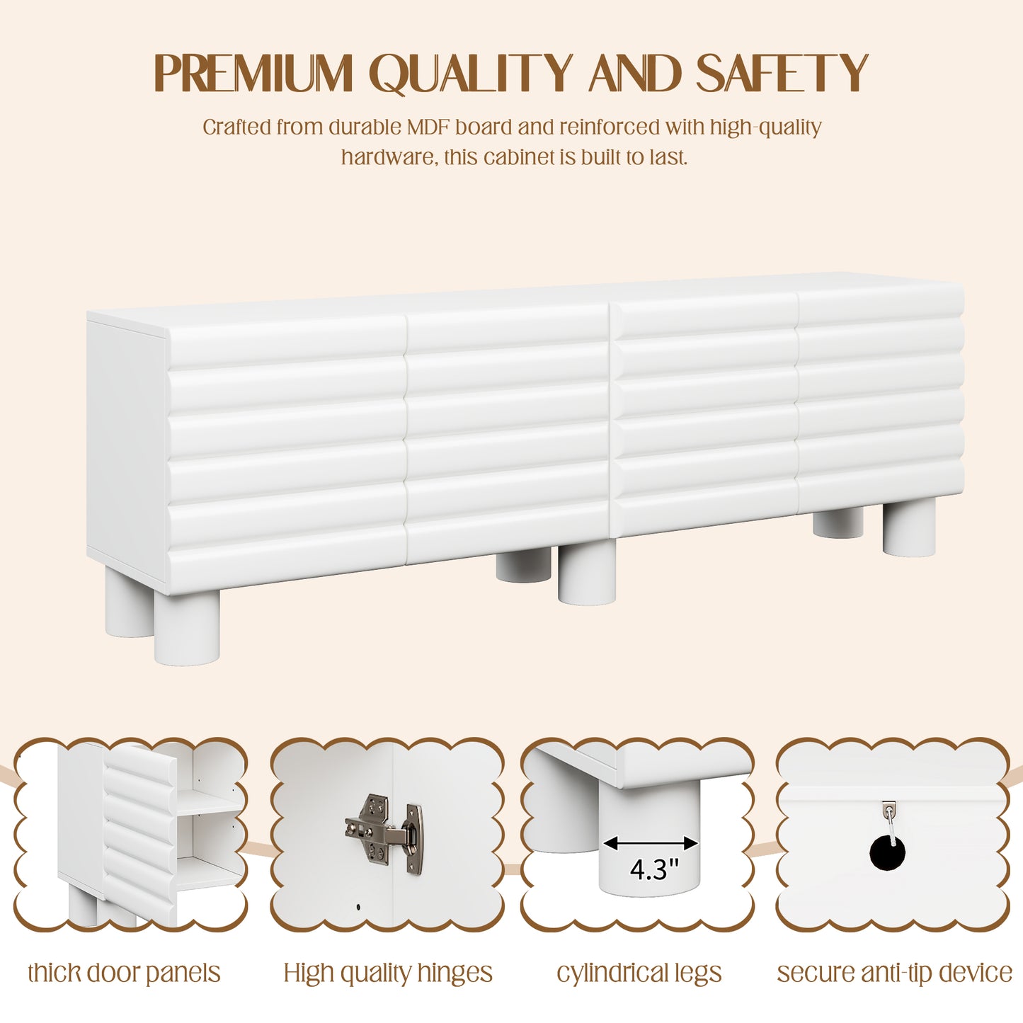 The "Cloud-Wave" 71" Luxury Media Console | Cream-Style Wavy Design with 595lb Ultra-Capacity