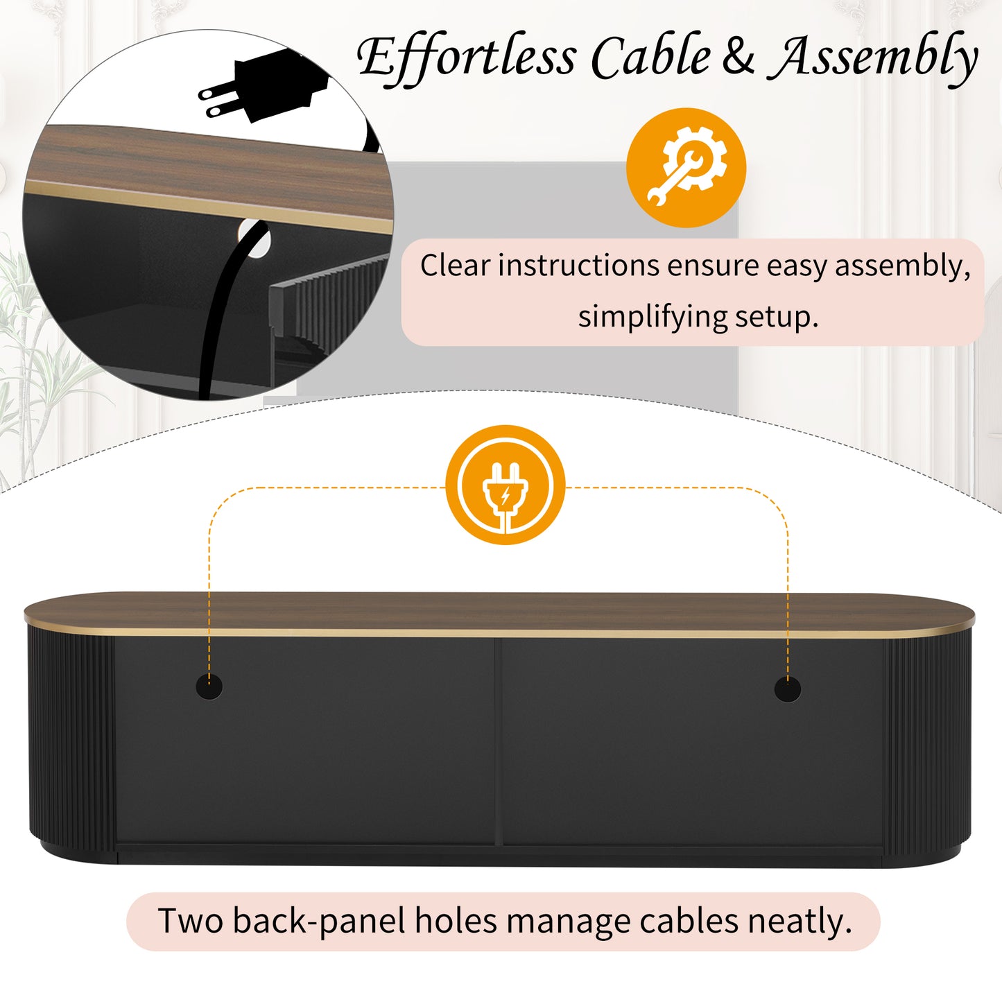 The "Vibe Haus" 70" Ultra-Wide Entertainment Center | Modern Fluted Console with Gold Accents