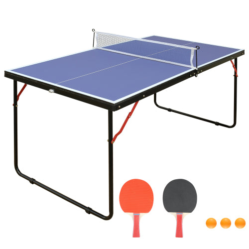 Portable Folding Ping Pong Table Set - Compact Indoor Table Tennis with Net & Paddles