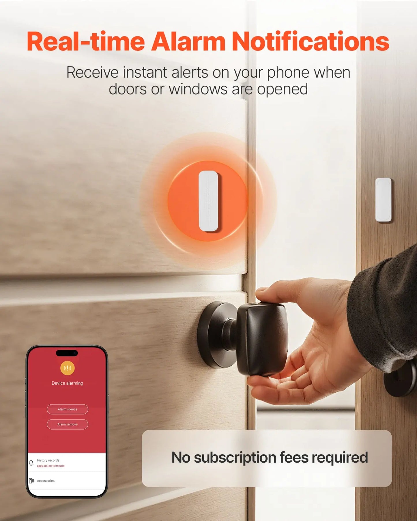VEVOR Smart Wireless Door Chime System – 6 Sensors & App-Controlled Receiver