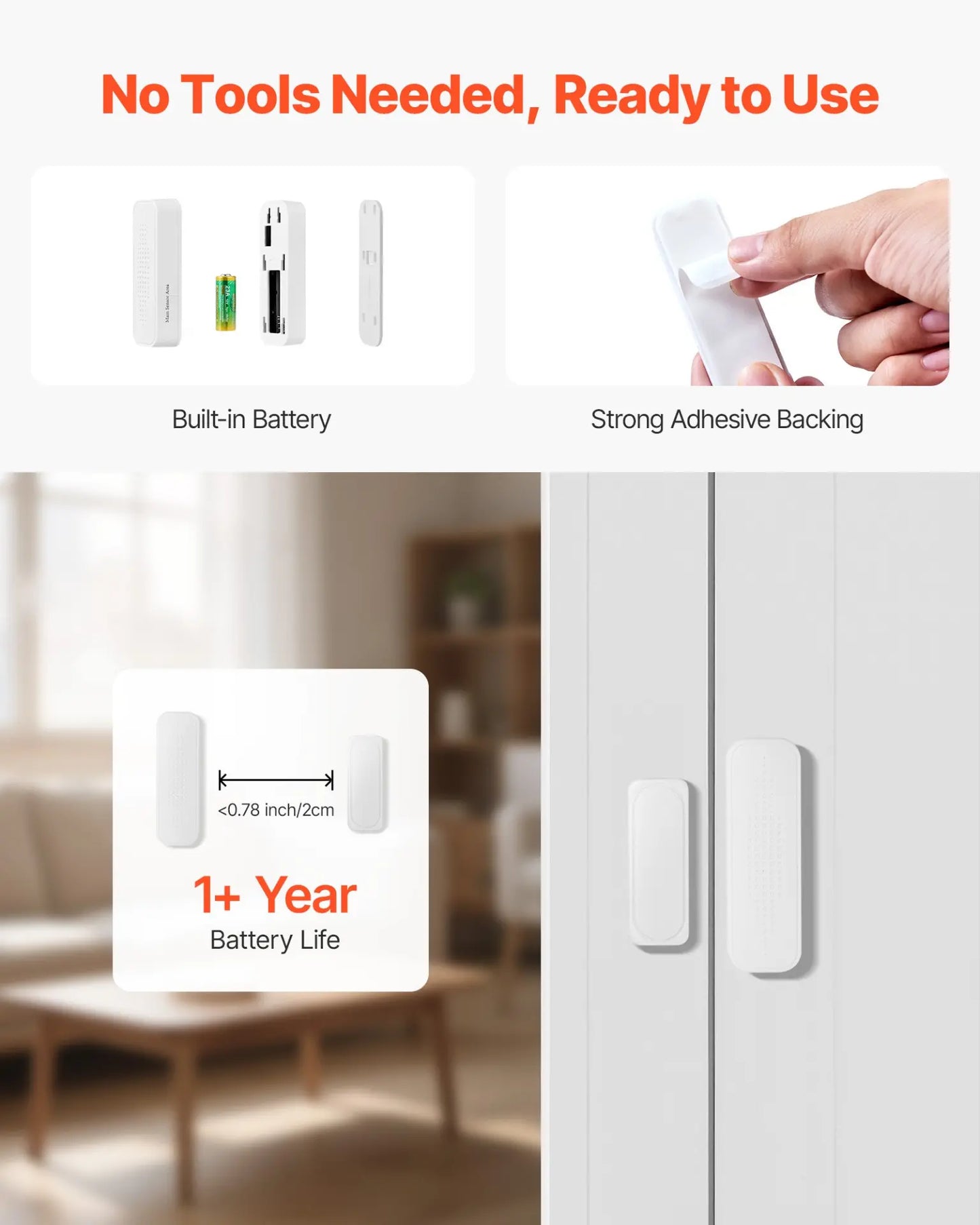 VEVOR Smart Wireless Door Chime System – 6 Sensors & App-Controlled Receiver