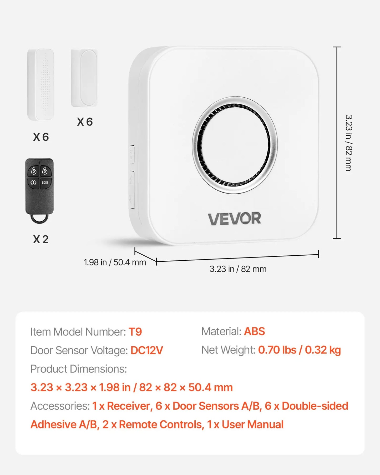 VEVOR Smart Wireless Door Chime System – 6 Sensors & App-Controlled Receiver