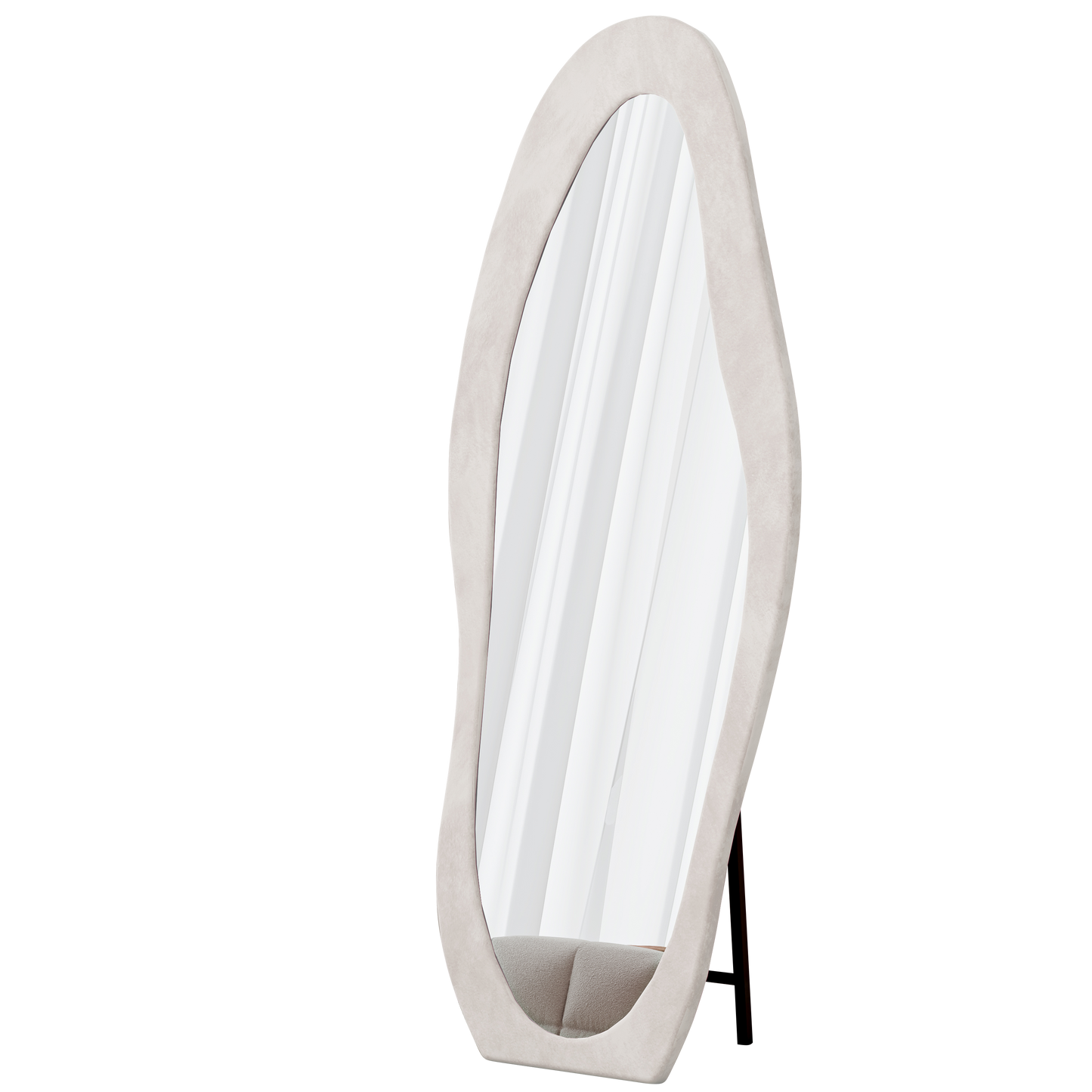 The "Social-Ready" 63" Irregular Wavy Mirror | Flannel-Wrapped Luxury Full-Length Floor & Wall Mirror