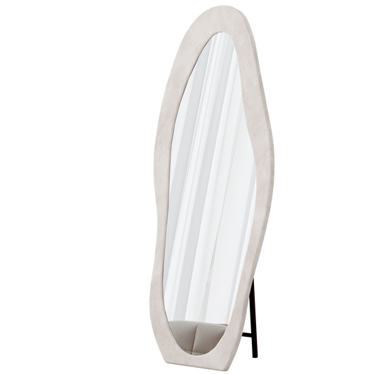 The "Social-Ready" 63" Irregular Wavy Mirror | Flannel-Wrapped Luxury Full-Length Floor & Wall Mirror