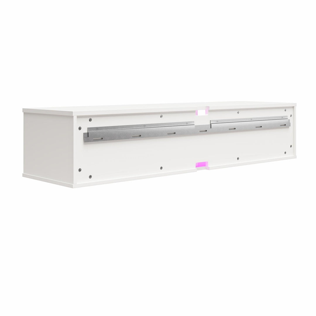 Floating TV Stand with LED Lights - Wall Mounted Gaming Media Console (Up to 60" TVs, White)