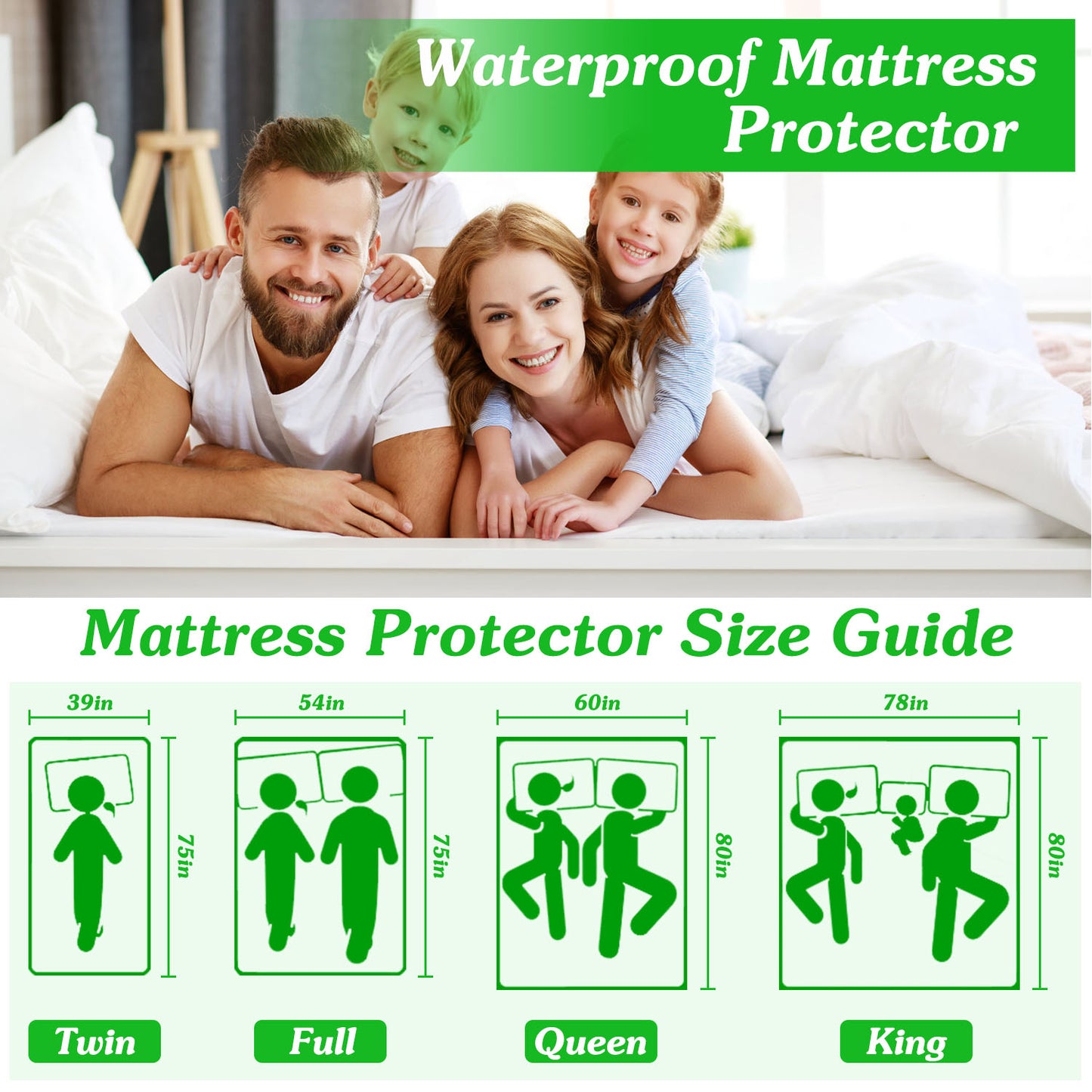 Quiet Waterproof Mattress Protector - Soft Quilted Full Size Cover with Deep Pocket Fit (Up to 11")