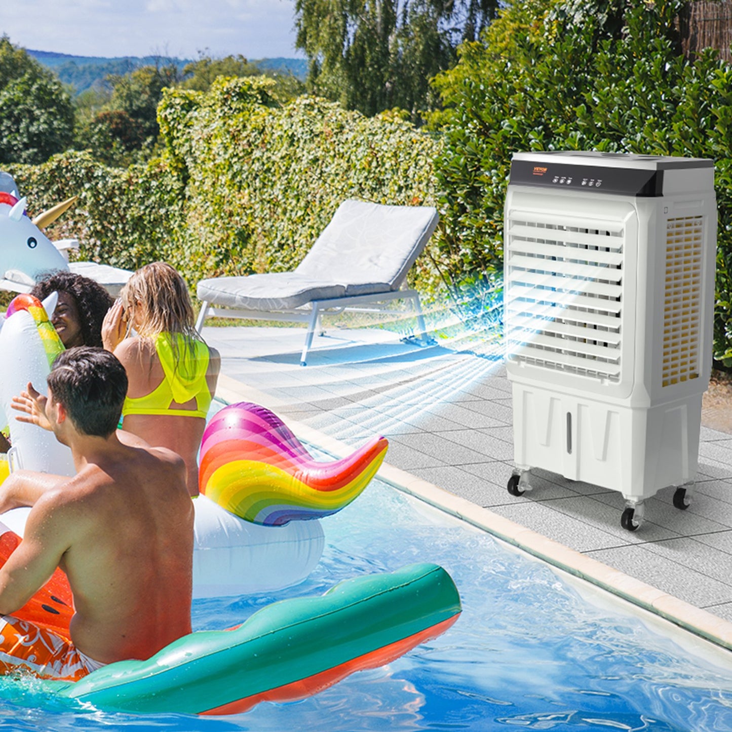 VEVOR 2100 CFM Evaporative Air Cooler - 7 Gallon Portable Swamp Cooler with Oscillation, Timer & Remote for Indoor/Outdoor Use