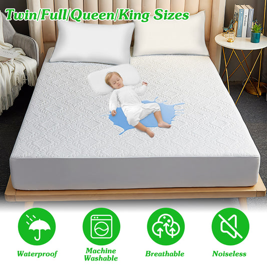 Quiet Waterproof Mattress Protector - Soft Quilted Full Size Cover with Deep Pocket Fit (Up to 11")