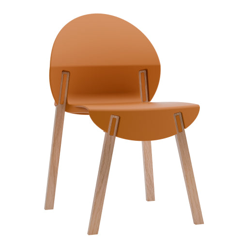 Modern Sculptural Stackable Dining Chairs Set of 4 - Loop Design Polypropylene Chairs with Solid Oak Legs