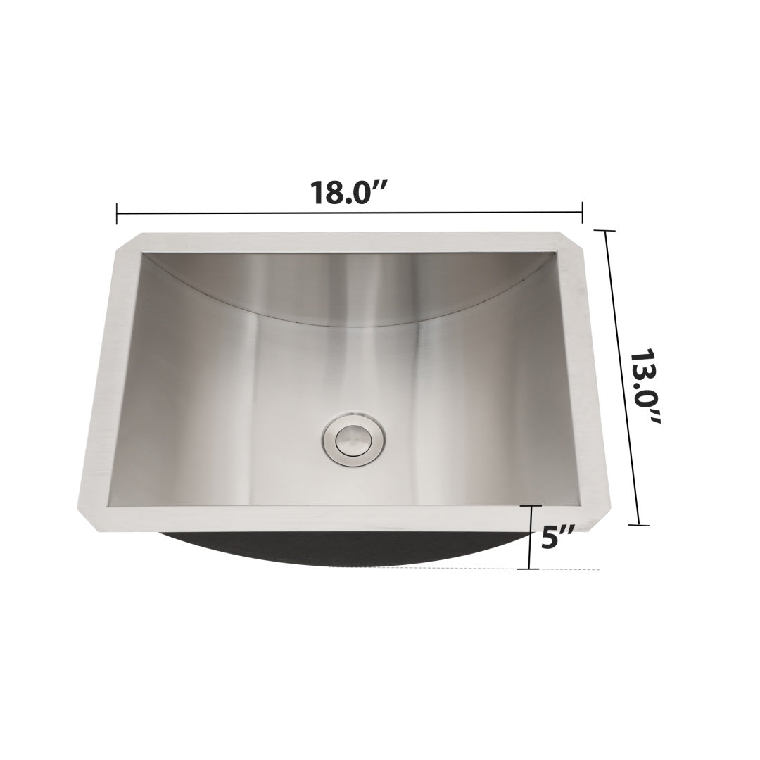 18" Stainless Steel Undermount Bathroom Sink with Pop-Up Drain - Compact, Durable & Easy-Clean