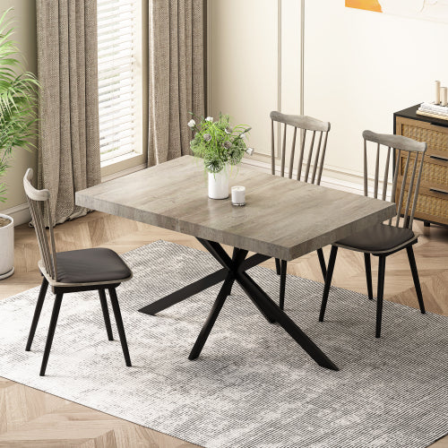 Wildflower Extendable Dining Table with Hidden Storage | Modern Rustic Gray Wood Top & Black Iron Base | Seats 6