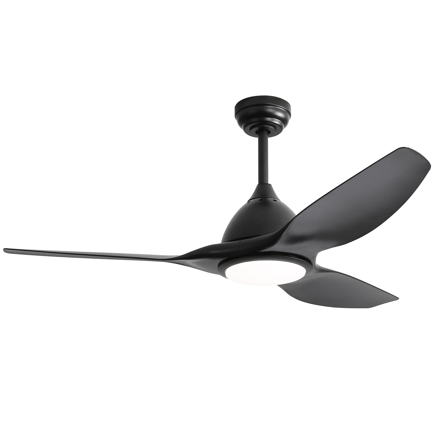 52" Modern Ceiling Fan with Light - 3-Blade ABS Airplane Style Fan with Remote, 3-Speed & Dimmable LED (Black)