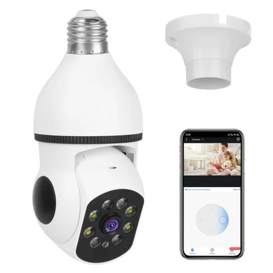 Smart Light Socket Security Camera - Motion Tracking, Night Vision & Two-Way Audio (WiFi Enabled)